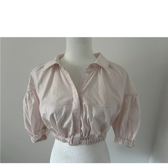ACLER Marquis Cotton Collar Crop Top NWT $295 Size 6 Shell Pink - Picture 4 of 6